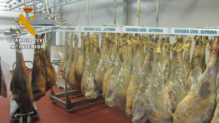 La Guardia Civil interviene cerca de 2.000 piezas de jamones y paletas en una operación contra el fraude alimentario en la provincia de Cáceres