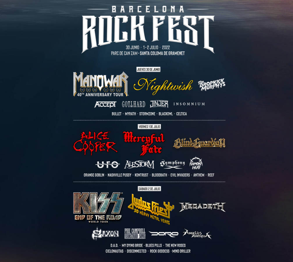 Kiss, Judas Priest, Manowar y Alice Cooper encabezan Barcelona Rock Fest en 2022