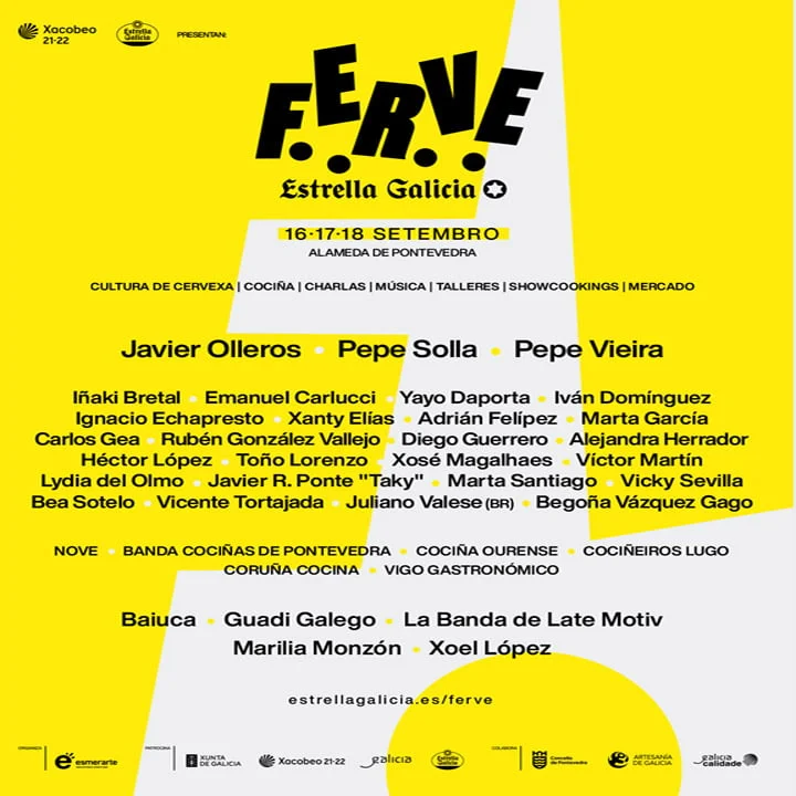 Los chefs Yayo Daporta, Alejandra Herrador y Emanuel Carlucci, Víctor Martín y Beatriz Sotelo, entre las nuevas confirmaciones de FERVE Estrella Galicia