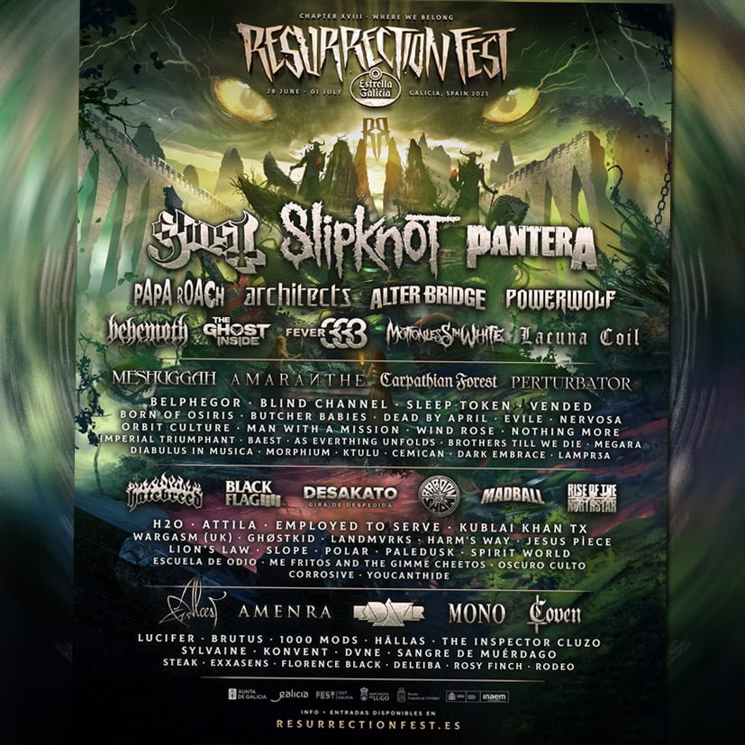 Slipknot, Pantera y Ghost serán los cabezas de cartel del Resurrection Fest Estrella Galicia 2023