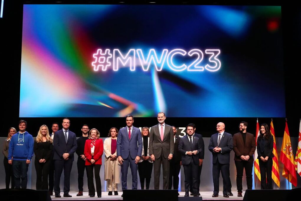 Pedro Sánchez acompaña a S.M. el Rey en la inauguración del GSMA Mobile World Congress Barcelona 2023