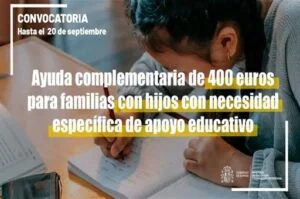 Abierto el plazo para solicitar la ayuda complementaria de 400 euros para alumnado con necesidades específicas de apoyo educativo
