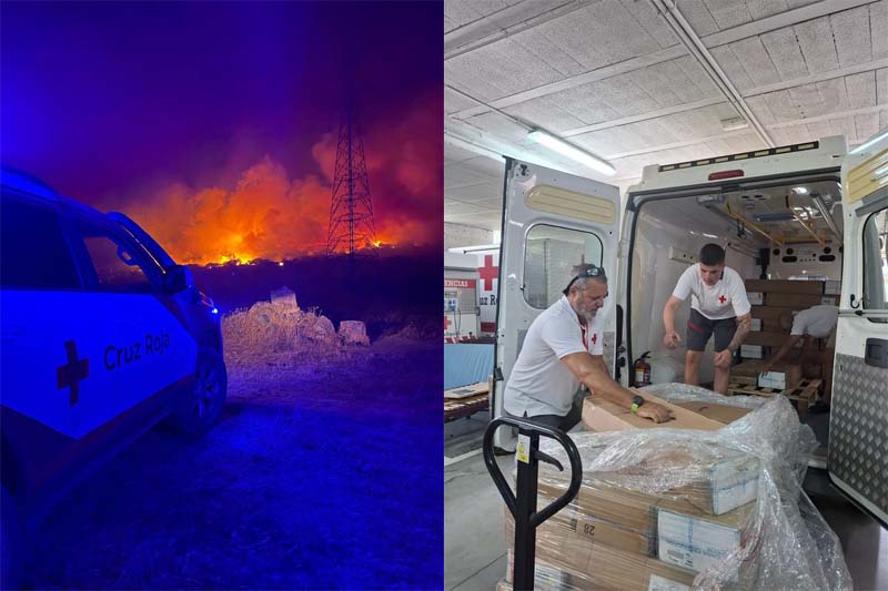 Incendios en España: Cruz Roja gestiona albergues y distribuye más de 6.000 litros de agua