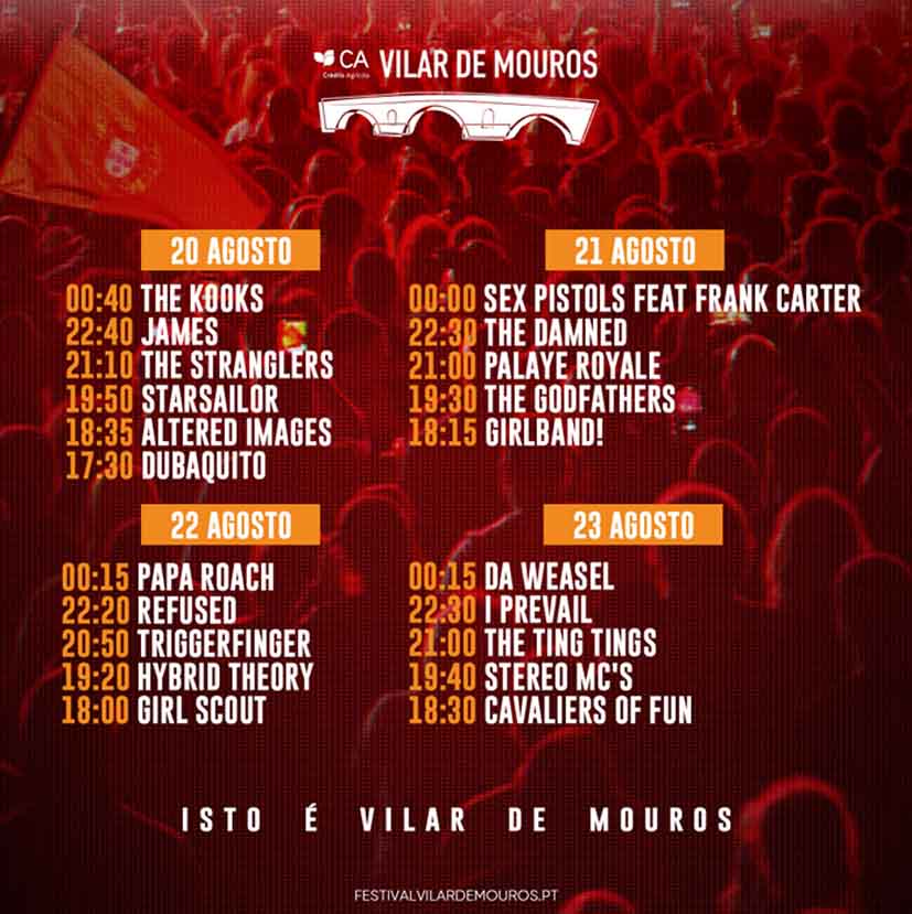 El Festival CA Vilar de Mouros 2025 anuncia horarios y suma a The Godfathers, Triggerfinger y Cavaliers of Fun a su cartel