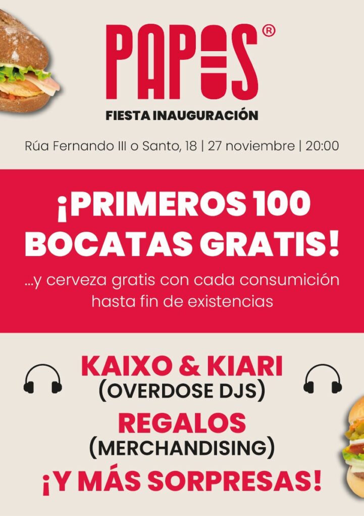 PAPOS aterriza en Santiago de Compostela: fiesta, DJs y los 100 primeros bocatas gratis