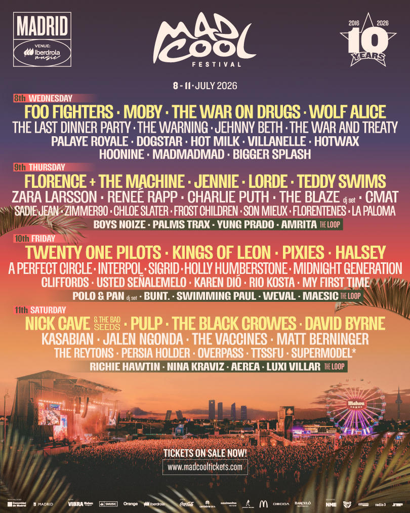 Mad Cool Festival 2026: un aniversario histórico con más de 70 artistas en cuatro días de música