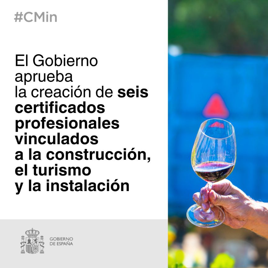 Construcción, turismo e industria: el Gobierno aprueba una nueva batería de certificados para modernizar la FP