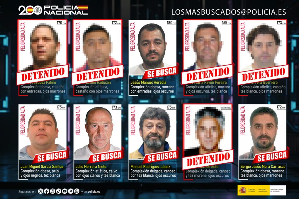 Se eleva a cinco el número de detenidos de la lista de “Los 10 más buscados”