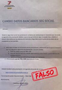 La Seguridad Social advierte de una carta fraudulenta que solicita datos personales