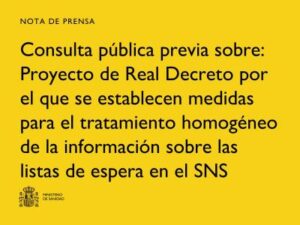 Atención Primaria y Salud Mental entrarán en el nuevo sistema nacional de listas de espera
