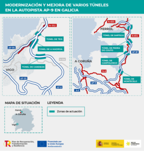 La AP-9 en Vigo modifica su circulación por mejoras en siete túneles gallegos