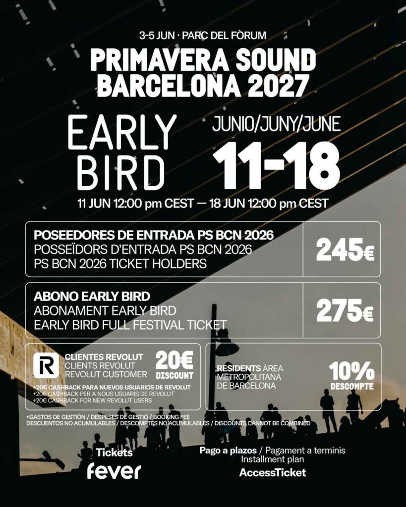 Primavera Sound Barcelona 2027 activa la cuenta atrás de su 25º aniversario con la venta de abonos Early Bird